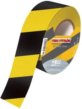 Výstražná páska žluto‑černá 75 mm × 500 m