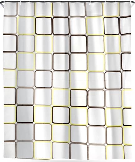 Sprchový závěs s háčky, voděodolný, čtverce 180 × 180 cm
