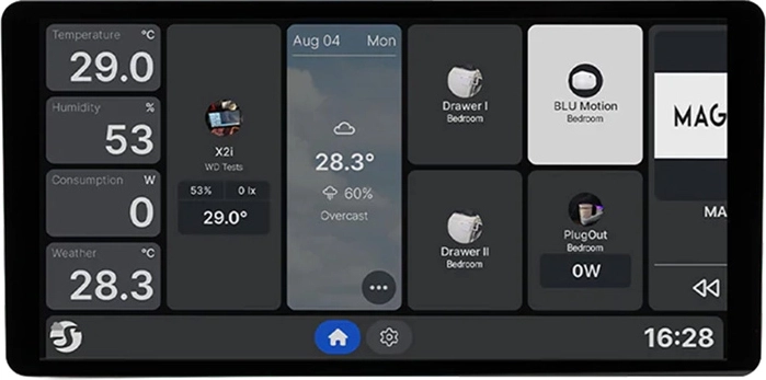 Nástěnný dotykový panel Shelly Wall Display X2i 6,95" Wi‑Fi 6 a Bluetooth (černý)