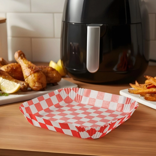 Pečicí papír do horkovzdušné fritézy, károvaný, čtvercový 20 cm, 50 ks