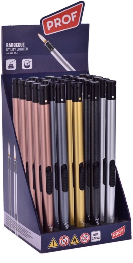 Plamínkový plnitelný zapalovač PROF 21 cm – mix barev