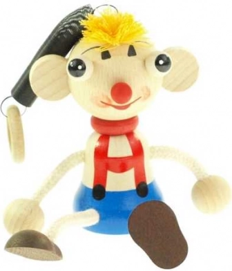 Kluk okatý na pružině dřevěná figurka