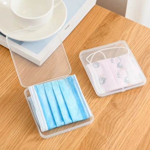 Průhledné plastové pouzdro na obličejové masky a drobnosti