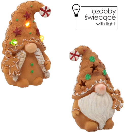 Vánoční figurka skřítek perníček LED, mix motivů 11 × 7 × 16 cm - 1 kus