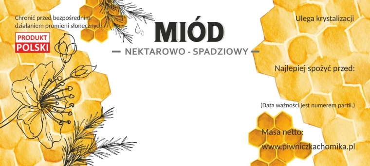 Sada etiket na med nektarovo-medovicový 116 × 50 mm, 100 ks