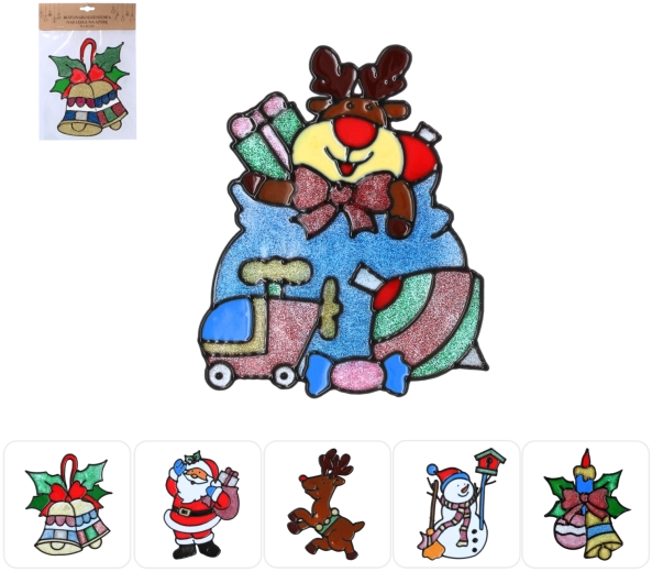 Vánoční okenní samolepky 18 × 25 cm – sada 12 ks, 6 motivů