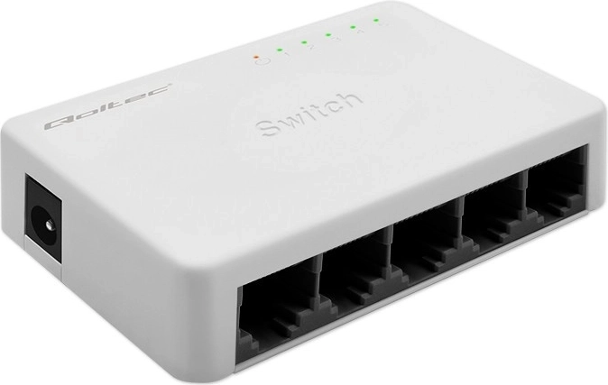 Síťový přepínač Qoltec 5× RJ45, 100 Mb/s Fast Ethernet LAN