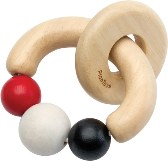 PlanToys kontrastní chrastítko s korálky - 1 kus