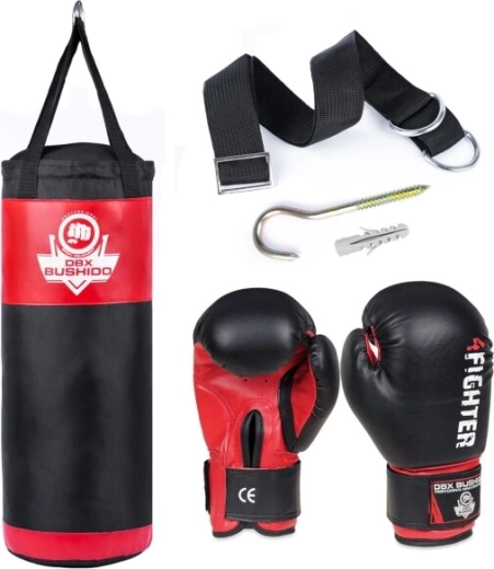 Dětská boxovací sada DBX BUSHIDO Kids 60 cm – pytel, rukavice 6 oz a závěs