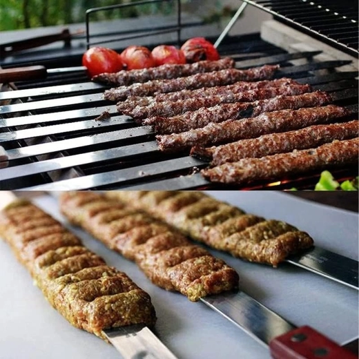 Kovové špízy na gril, ploché nerezové jehly, 4 ks, 50 cm