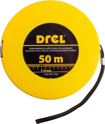 Ocelové svinovací měřicí pásmo 50 m x 10 mm Drel