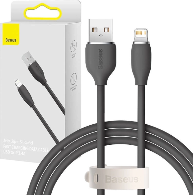 Baseus jelly silikonový kabel usb – lightning 2,4 a, 1,2 m, černý