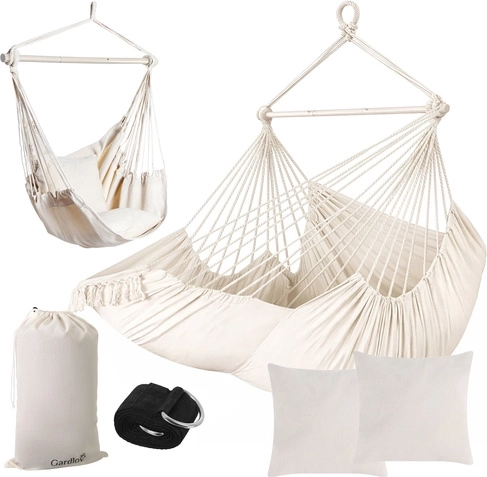 Závěsné houpací křeslo 210 cm béžové GARDLOV