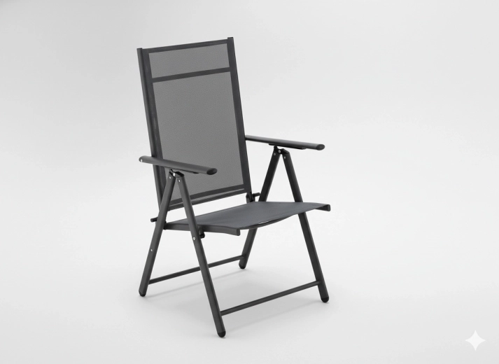 Skládací ocelová zahradní židle, šedá, 66 × 53 × 107 cm