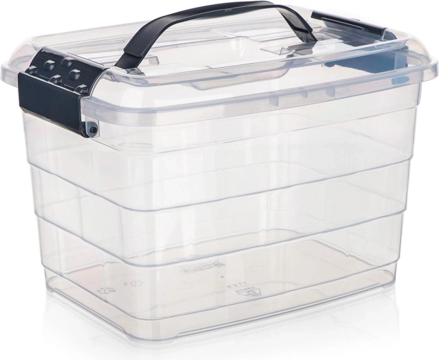 Úložný box VILARD 8,5 l s víkem a madlem, transparentní