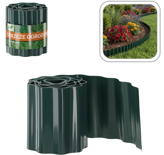 Zahradní obrubník 15 × 900 cm, zelený