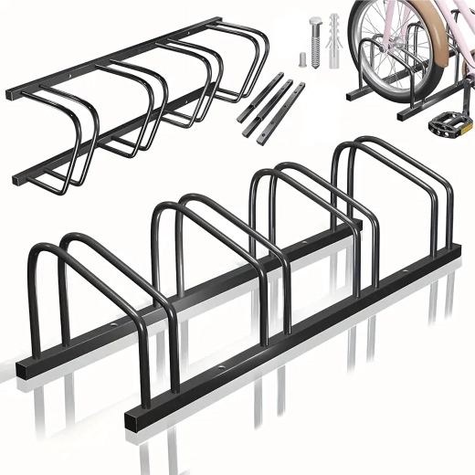 Stojan na 4 jízdní kola z oceli, černý, velký 100 × 32,5 × 26 cm