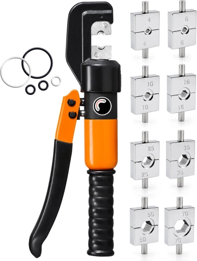 Hydraulické krimpovací kleště na kabelová oka RENEW FORCE 4–70 mm² s 9 matricemi