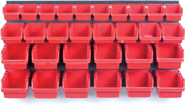 Závěsný panel s 30 boxy na nářadí 800 × 165 × 400 mm