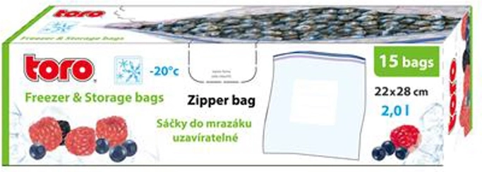 Potravinové zip sáčky na mražení TORO 2 l, 15 ks