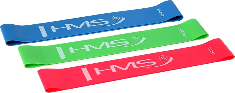 Sada odporových posilovacích gum HMS GU04 Slim – 3 úrovně zátěže