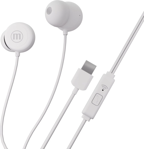 Maxell INBAX kabelová sluchátka do uší s USB-C, bílá
