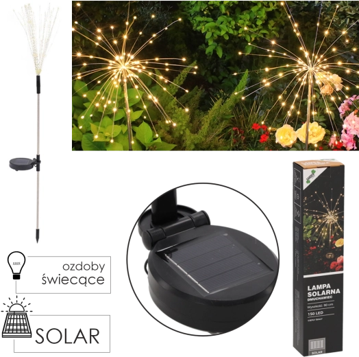 Solární zahradní lampa Pampeliška 150 LED teplá bílá 90 cm