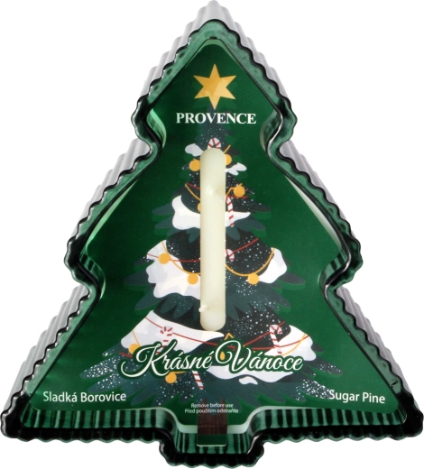 Vánoční svíčka ve skle ve tvaru stromečku 230 g