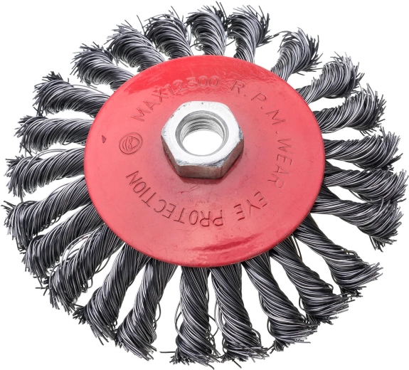 Miskový ocelový kartáč 125 mm, drát 0,3 mm, závit M14