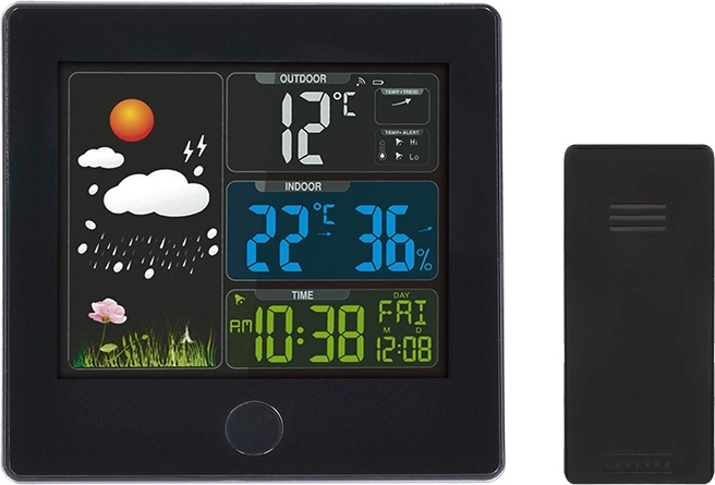 Solight meteostanice s barevným LCD a bezdrátovým senzorem, černá