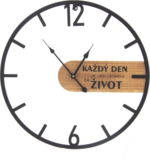 Nástěnné hodiny dřevo a kov „Každý den…“ 50 cm