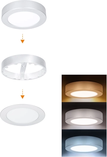 Solight koupelnový LED mini panel 2v1 3CCT 12 W IP54 stříbrný kulatý - 1 kus