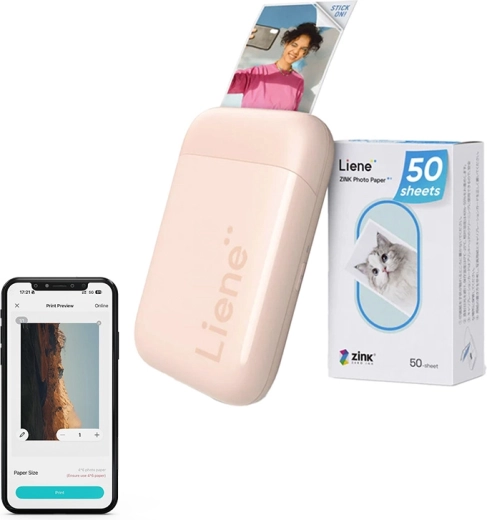 Přenosná fototiskárna Liene Pearl 2x3, růžová