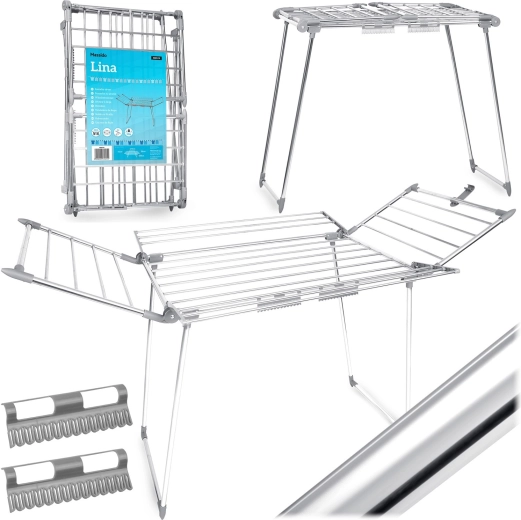Rozkládací stojan na prádlo z nerezové oceli Massido Lina 22 m