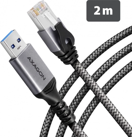 AXAGON USB-A gigabitový ethernetový adaptér s integrovaným kabelem CAT6 RJ-45 2 m
