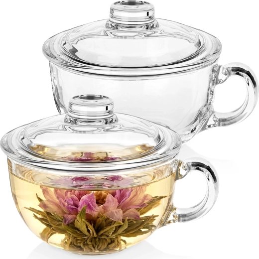 Skleněné hrnky s víčkem 520 ml – sada 2 ks