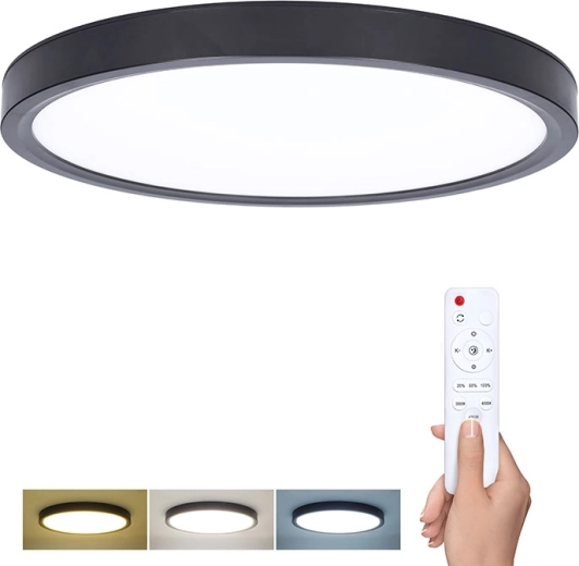 Solight estela black LED stropní a nástěnné svítidlo s dálkovým ovladačem, 60 W, 4500 lm, 50 cm