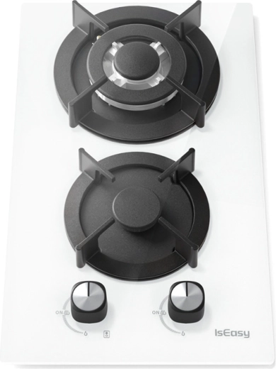 Plynová vestavná varná deska ISEASY 2 hořáky bílá sklo
