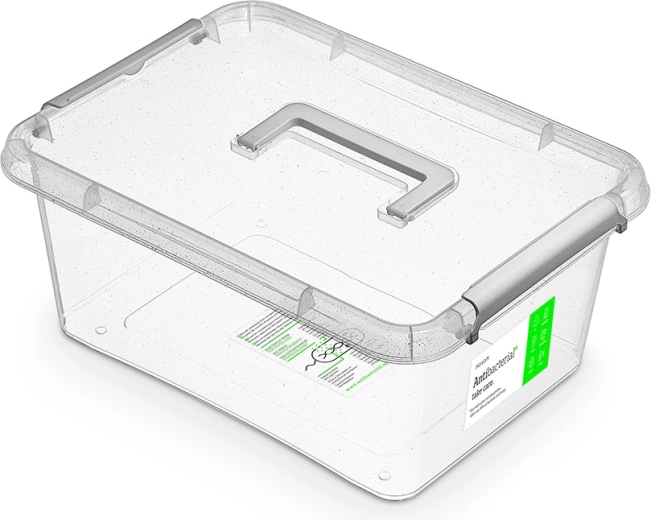 Antibakteriální úložný box s víkem a rukojetí 12,5 l