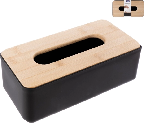 Box na papírové kapesníky Black s bambusovým víkem