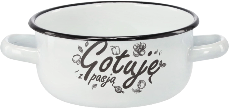 Emaliovaný rendlík se dvěma uchy 1,5 l, 15 cm, bílý – Vařím s vášní