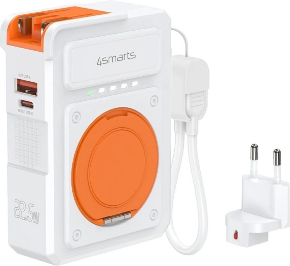 4smarts hybridní nabíječka 6v1 s powerbankou 10000 mAh, 22,5 W, Qi, USB‑C/USB‑A, bílá