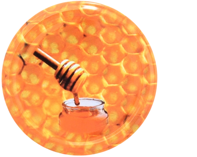 VÍČKO na sklenici s motivem medu fi82
