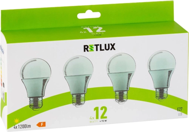 LED žárovka RETLUX A60 E27 12 W teplá bílá - 4 ks