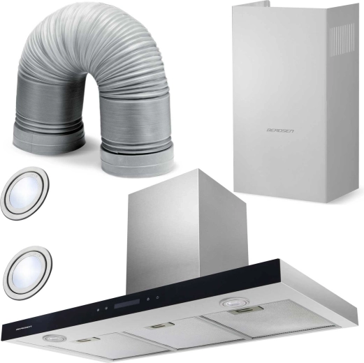 Komínový kuchyňský odsavač par Berdsen 90 cm inox BE-90S