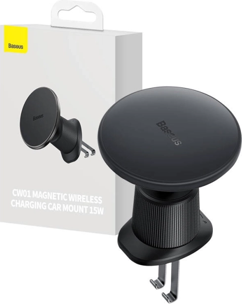 Magnetický držák telefonu do auta Baseus s bezdrátovým nabíjením 15 W, černý