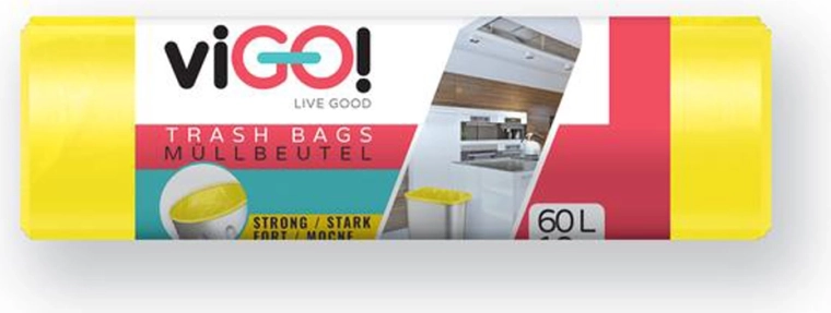 Pytle na odpadky LDPE 60 l žluté 60 × 80 cm (10 ks) VIGO