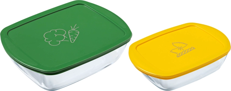 Sada obdélníkových skleněných dóz PYREX 1,2 l a 2,5 l