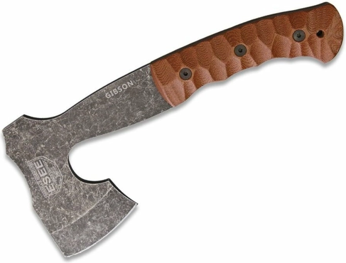 ESEE Gibson Axe kompaktní sekera s micarta rukojetí a koženým pouzdrem