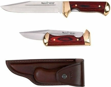 Muela PL-18R speciální prodlužovací zavírací nůž z oceli MoVa s dřevem Pakka a koženým pouzdrem